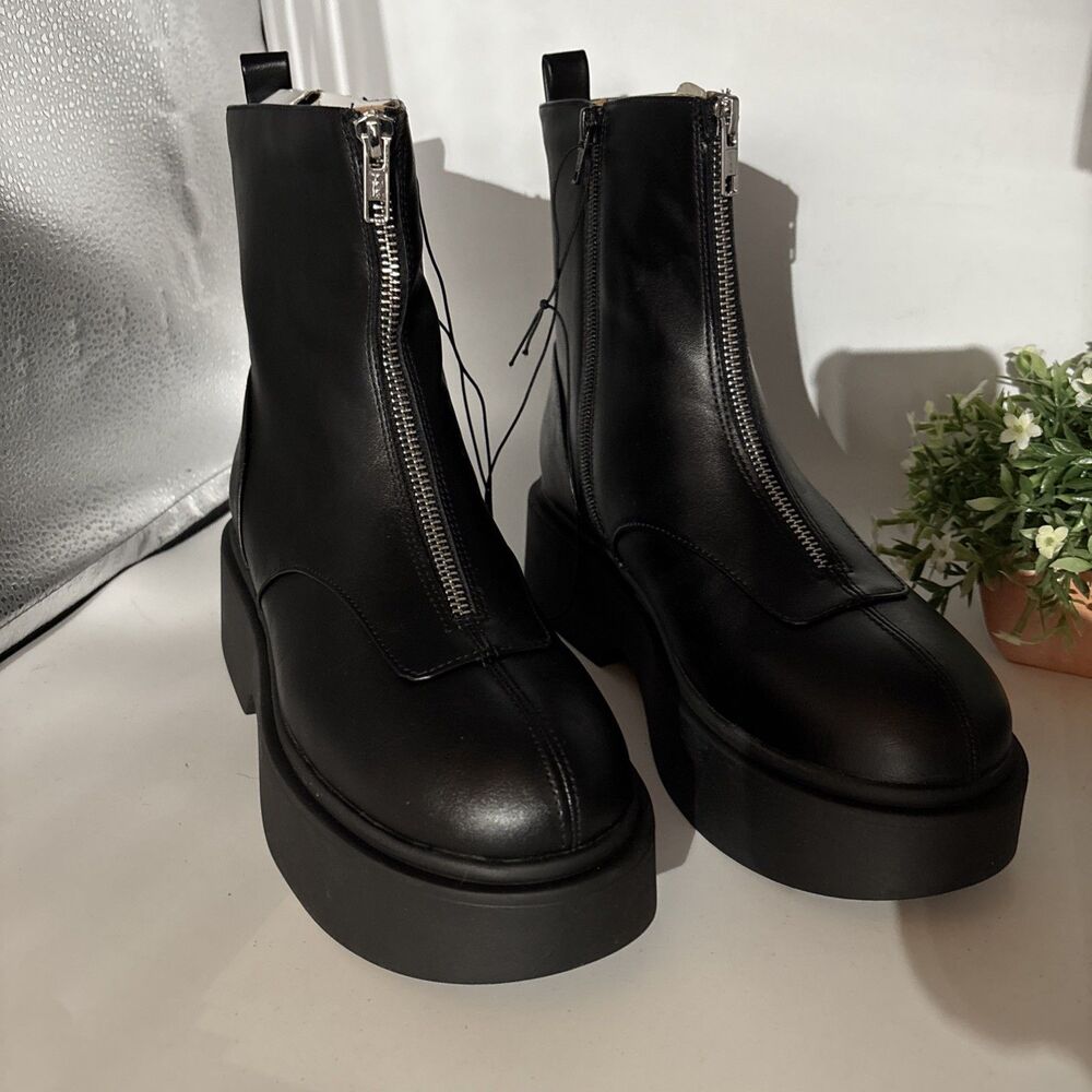 Wild Fable Front Zip 8.5 Platform Ankle Boots Black Women Gothic Rock Geek NWT